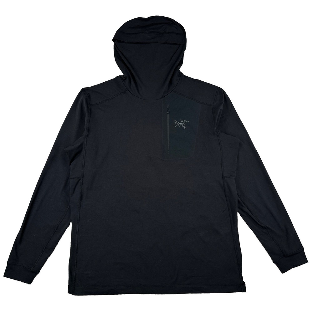 ARC'TERYX Rho LT Hoody Men's XL Black Baselayer Pullover Zipper Pocket